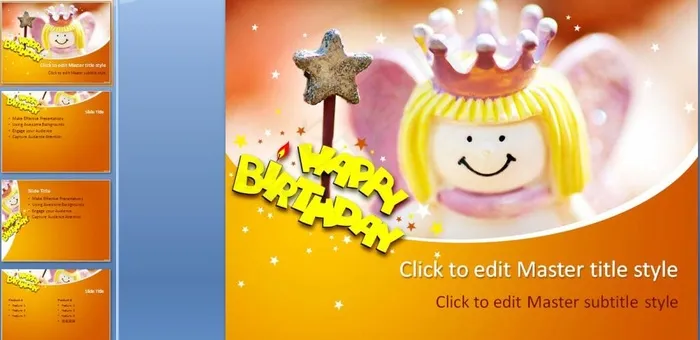 可爱会使魔法的小公主生日蛋糕PPT...