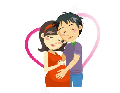 手绘心形夫妻孕妇图案