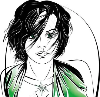 黑白女性人物矢量素材 ai格式_1...