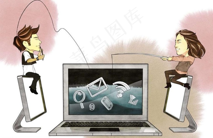 白领互联网钓鱼图片(4961X3508(DPI:300))psd模版下载