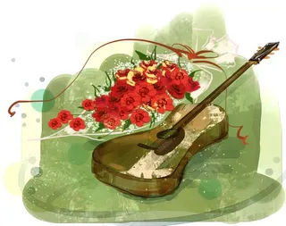 花朵尤克里里梦幻海报背景