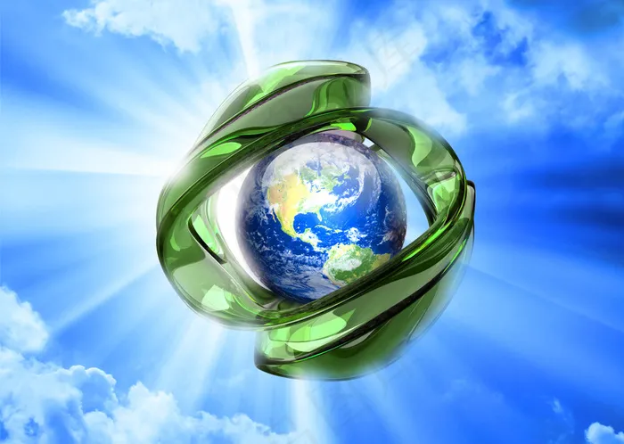 蓝色天空创意地球PSD分层模psd模版下载