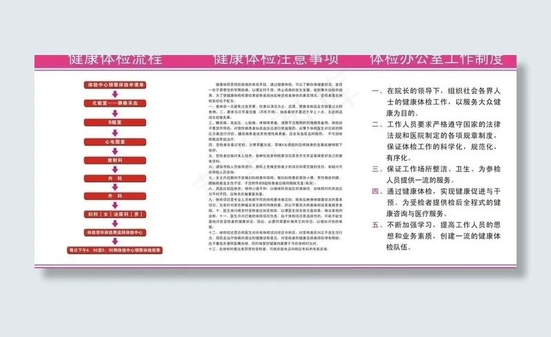 体检流程制度图片cdr矢量模版下载
