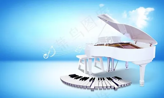 白色钢琴图片