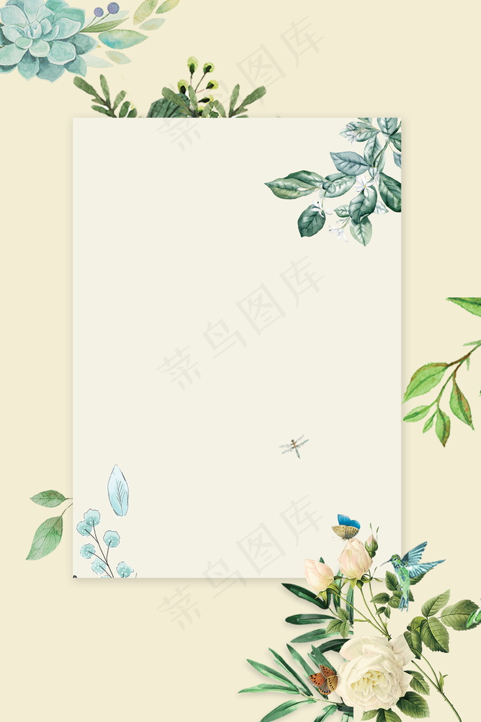 陈旧背景彩绘叶子花朵夏季背景素材