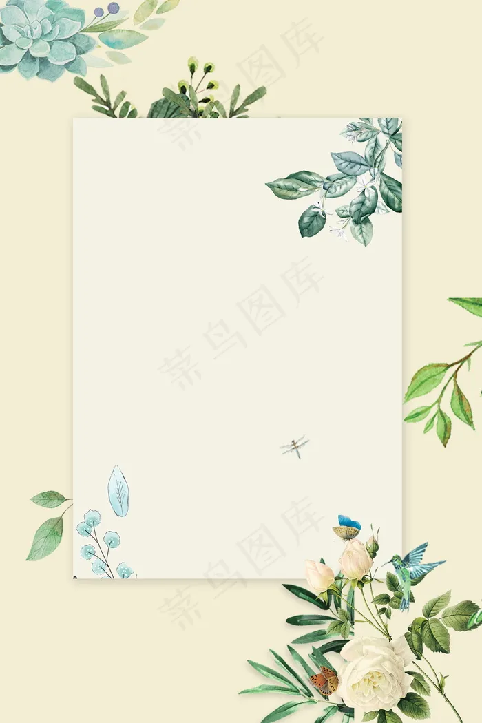陈旧背景彩绘叶子花朵夏季背景素材(3543X5315(DPI:150))psd模版下载