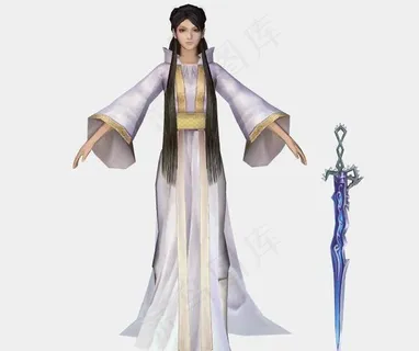 游戏美女模型 剑