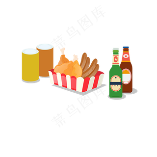 手绘美食炸鸡啤酒手绘美食炸鸡啤酒