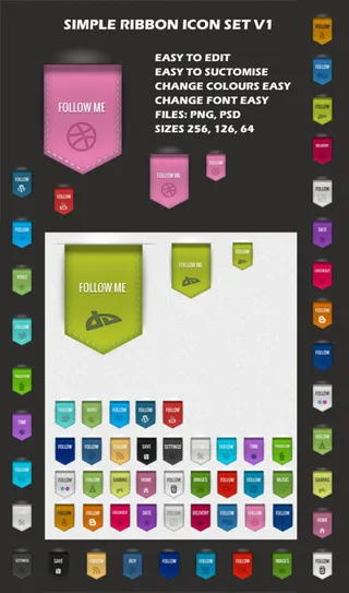 免费高品质社会丝带图标集