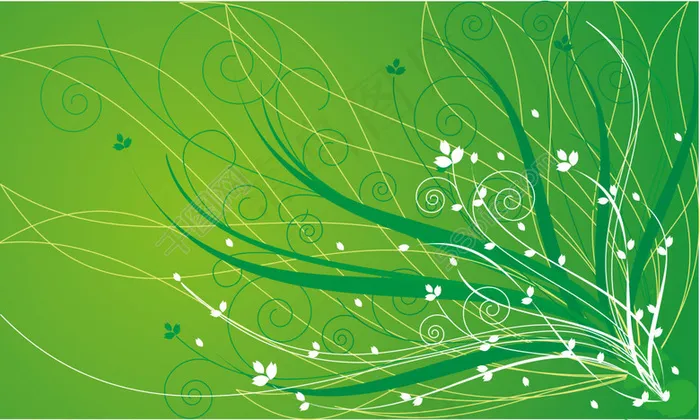 cdr绿色动感飘逸柔美线条树枝背景cdr矢量模版下载