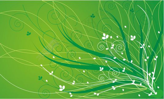 cdr绿色动感飘逸柔美线条树枝背景