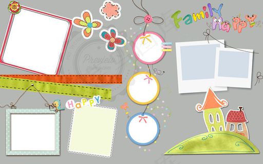 儿童相册模板适用的装饰素材V.04