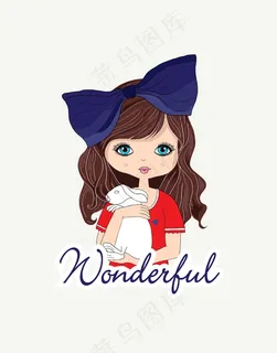 卡通人物小女孩矢量图儿童美女