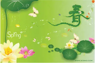 春 蝴蝶 荷花莲藕春天主题矢量素材