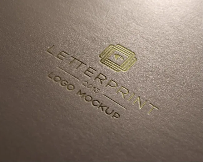 Logo样机-棕色凹印psd模版下载
