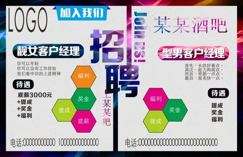 酒吧酒店招聘海报
