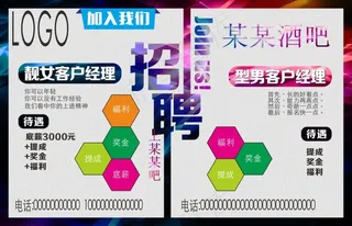 酒吧酒店招聘海报