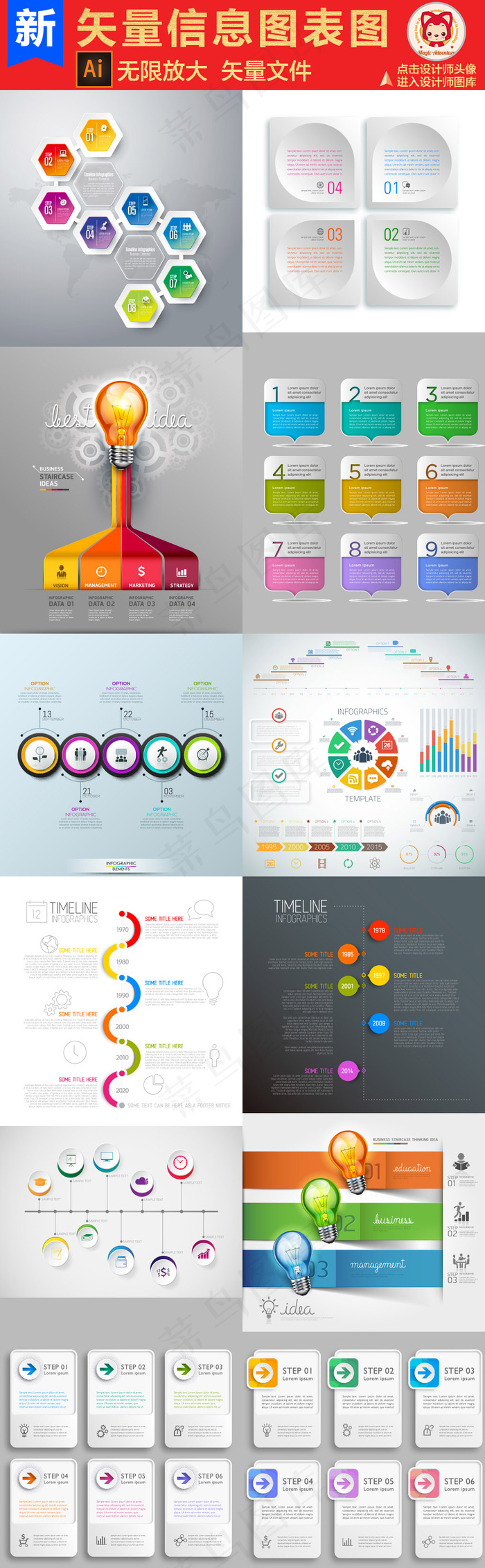 信息图表时间轴PPT矢量设计素材