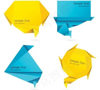 色彩丰富的折纸装饰图形矢量素材