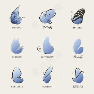 蓝色简约蝴蝶图标