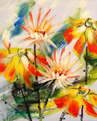 装饰画油画鲜花图片