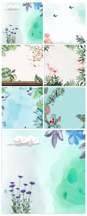 手绘花朵美妆植物主图背景模板 手绘花朵美妆植物主图背景模板