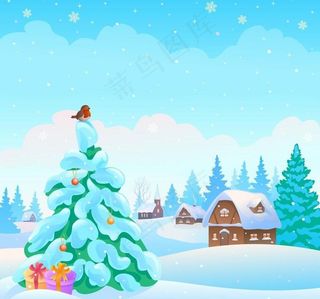 卡通圣诞风景图片