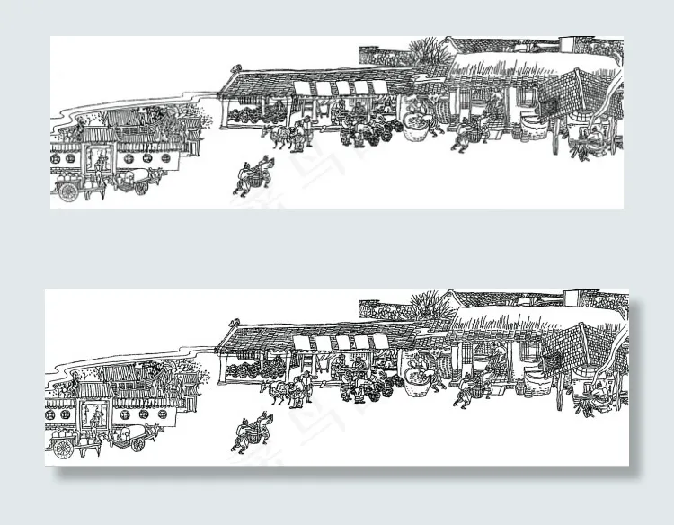 古人生活场景psd模版下载