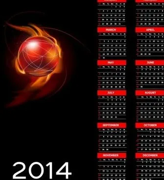 2014日历ai矢量模版下载