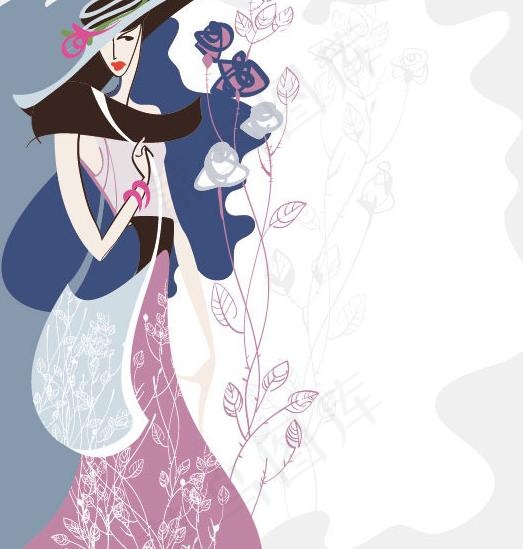 时尚美女插画图片