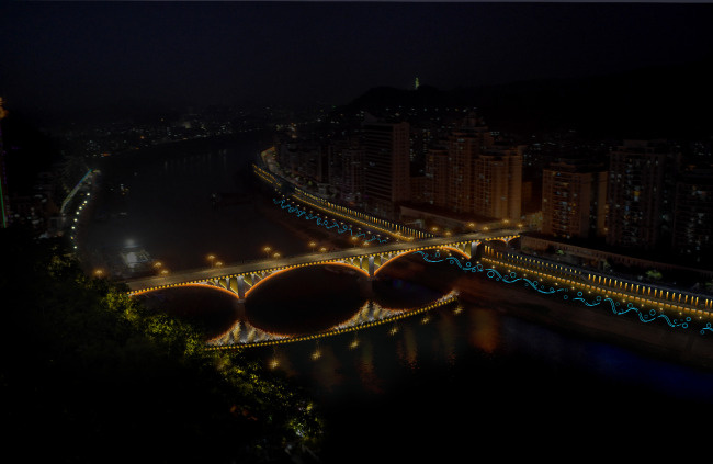 桥梁夜景亮化LED效果图(3881X2527(DPI:300))psd模版下载