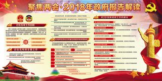 中国风聚焦两会关注民生免费展板模板