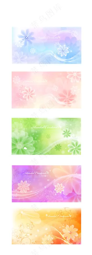 幻彩花朵飘舞背景矢量图 AI