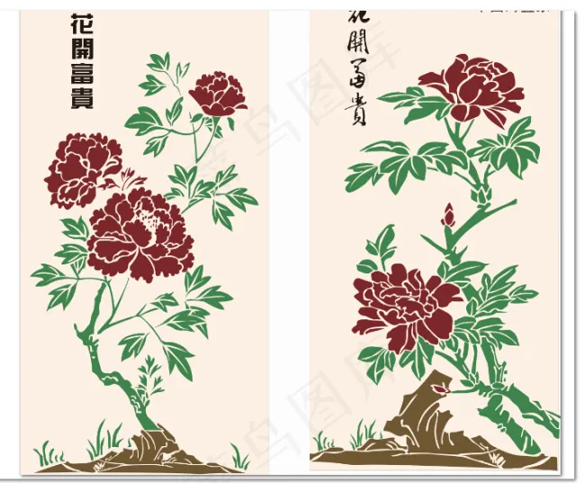 花开富贵cdr矢量模版下载