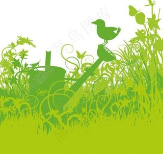 绿色花纹 春天海报图片