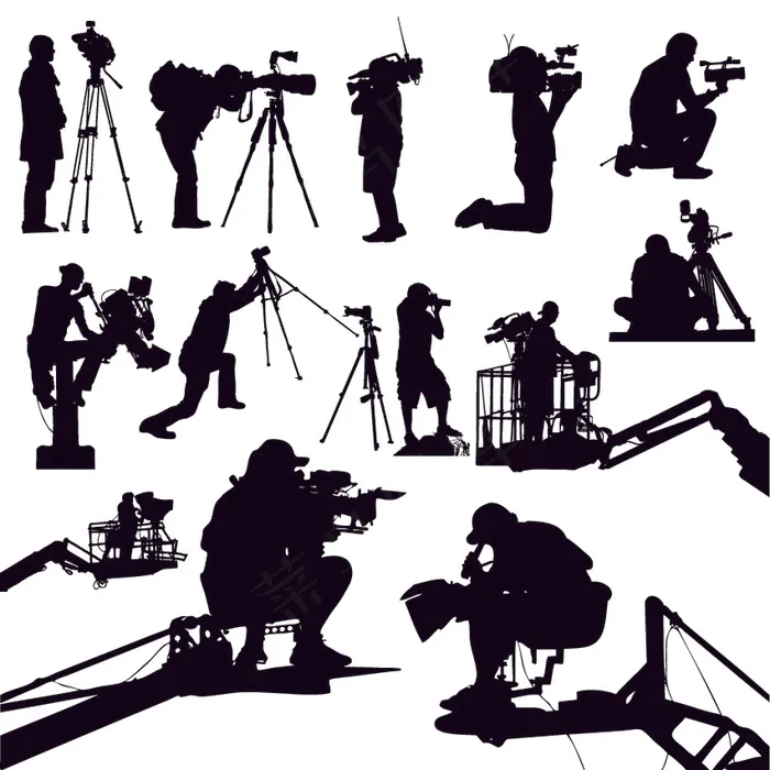 摄影摄像师剪影矢量图eps,ai矢量模版下载