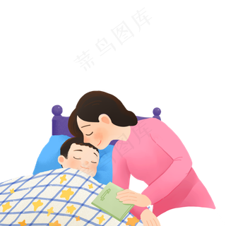 哄孩子睡觉的妈妈卡通素材,免抠元素