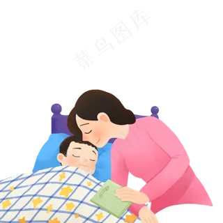 哄孩子睡觉的妈妈卡通素材,免抠元素