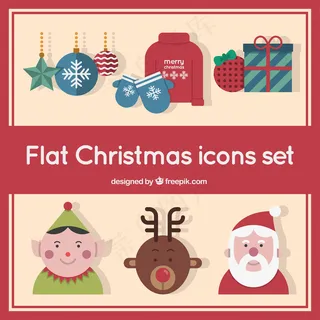 平面圣诞图标收藏