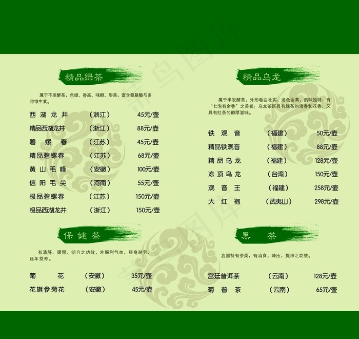 茶谱图片psd模版下载
