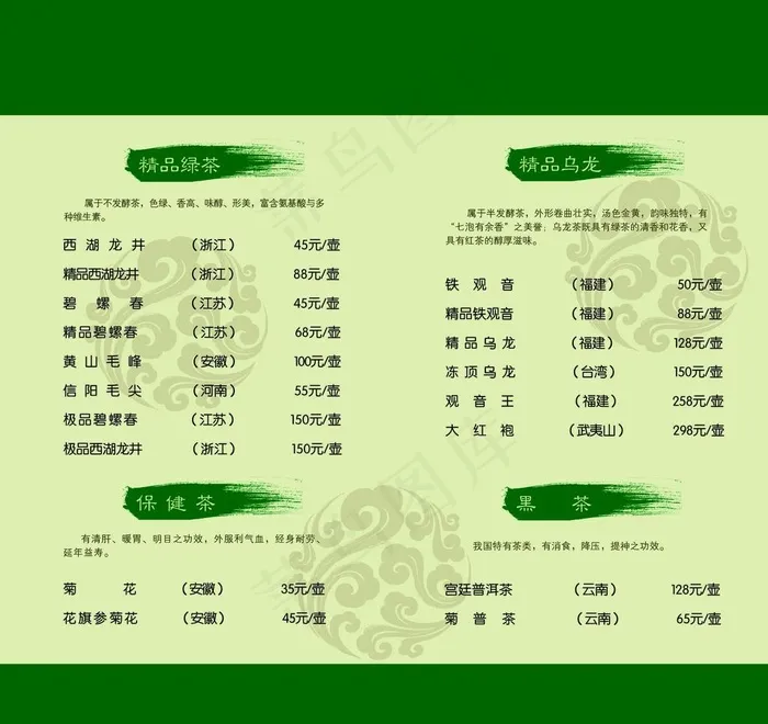 茶谱图片psd模版下载
