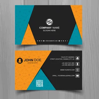 创意橙色加蓝色商务名片矢量素材