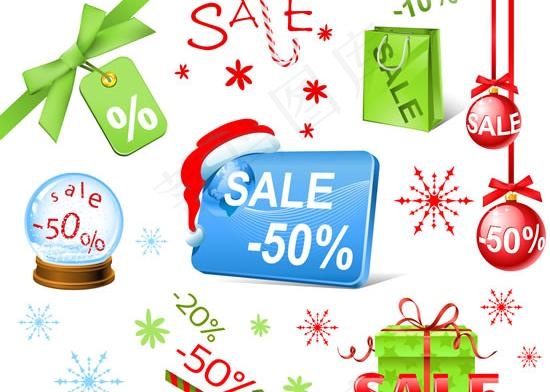 商场圣诞节销售元素设计矢量图