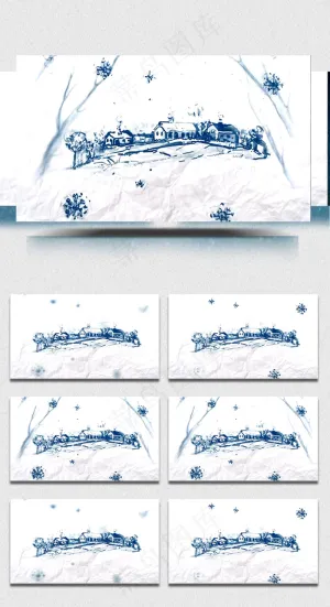 水墨手绘山水视频素材