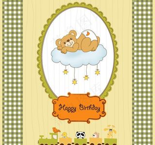 婴儿宝宝生日贺卡花纹边框图片