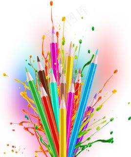 彩色铅笔花束图片