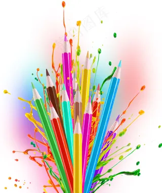 彩色铅笔花束图片