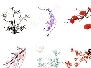 2017中国风梅花荷花燕子设计元素...