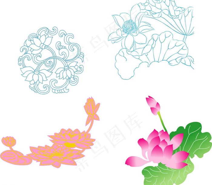 荷花分层图片eps,ai矢量模版下载