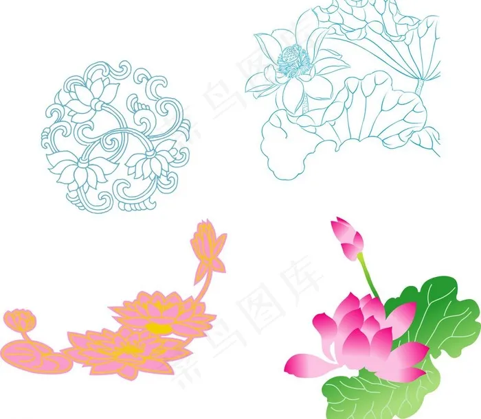 荷花分层图片eps,ai矢量模版下载